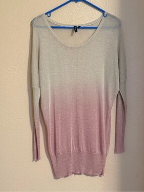 Marciano Shimmer Ombre Scoop Neck Sweater - Pink and Cream